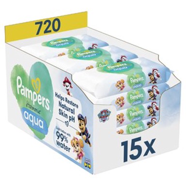 PAMPERS Aqua Paw Patrol vlažne maramice 15 x 4 kom