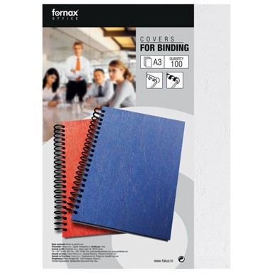 FORNAX Korice za spiralni uvez 250 g karton reljefne A3 pk100, bijele