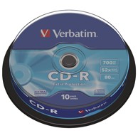 VERBATIM Medij za snimanje CD-R 700/80 52x SPINDL EXTRA PROTECTION PK10 43437