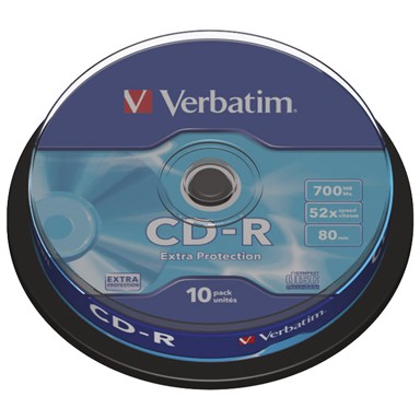 VERBATIM Medij za snimanje CD-R 700/80 52x SPINDL EXTRA PROTECTION PK10 43437