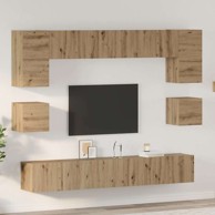 Set TV komoda s policom s pohranom s vratima, staro drvo