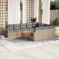 11-dijelni set vrtnih sofa s jastucima bež od poliratana
