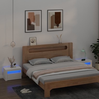 Noćni ormarići 2 kom s LED svjetlima bijeli 60 x 35 x 40 cm