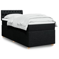 Box spring krevet s madracem od tkanine 90x190 cm, crni