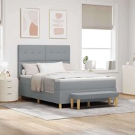 Box spring krevet 160 x 200 cm tkanina, s gumbima, svijetlosivi