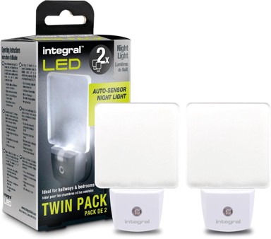 INTEGRAL LED noćno svjetlo sa senzorom, 2 kom., bijelo