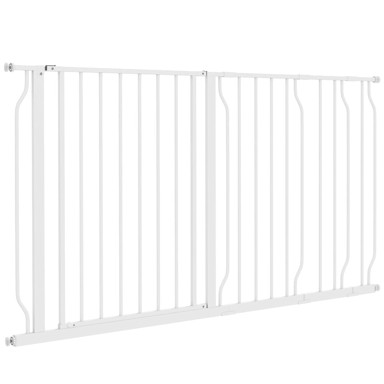 HOMESTAR Sigurnosna vrata za pse, podesiva duljina 75-145 cm, čelični okvir, bijela