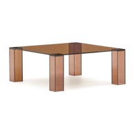 KAVE HOME Stolić za kavu Adularia 85x85 cm stakleni smeđi