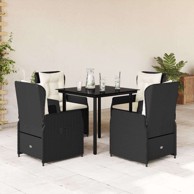 5 dijelni vrtni blagovaonski set s jastucima od poliratana crni, 80 x 80 x 74 cm