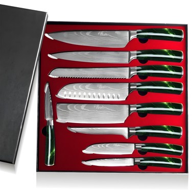 Set kuhinjskih noževa BL-13828, 9 kom, zeleni