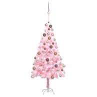 Božićno drvce umjetno osvijetljeno s kuglicama 180 cm - rozo PVC, ružičasto, 180 x 93 cm