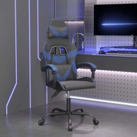 Okretna gaming stolica, umjetna koža, crna i plava, bez naslona za noge, 1 komad