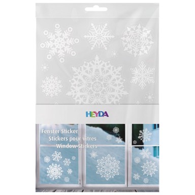 Naljepnice ukrasne za staklo Pahulje, A4, šljokice, bijele blister