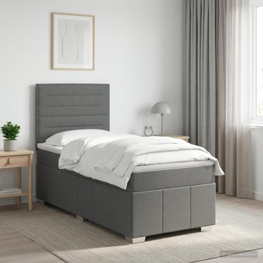 Boxspring krevet s madracem 90 x 190 cm, tkanina, tamnosivi