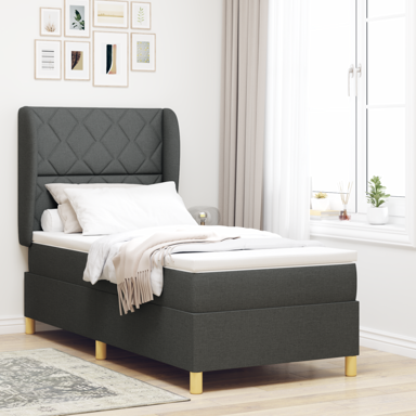 Box Spring krevet s madracem, tamnosivi, 100x200 cm