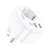 HOCO Punjač NS3, 2×USB QC3 3A + USB-C 20W PD + utičnica, bijeli