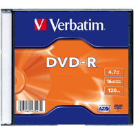 VERBATIM Medij DVD-R 16x, 4.7GB, Matt Silver, Single pack Slimcase, komad