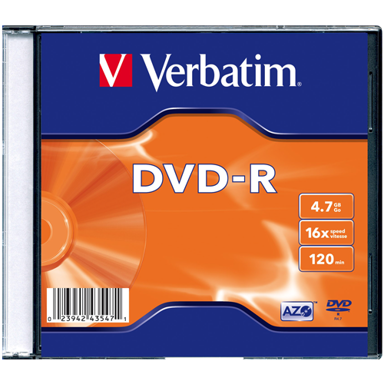 VERBATIM Medij DVD-R 16x, 4.7GB, Matt Silver, Single pack Slimcase, komad