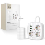 TECH-PROTECT Set za punjenje mobitela PC3X4, 3 x električna utičnica + 2 x USB + 2 x Tip C, bijela