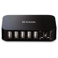 D-LINK USB hub DUB H7, USB-B, 7x USB-A, crni