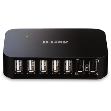 D-LINK USB hub DUB H7, USB-B, 7x USB-A, crni