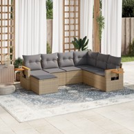 7-dijelni set vrtnih sofa od poliratana s jastucima bež