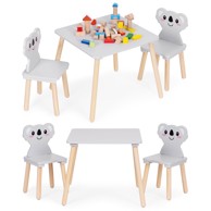 ECOTOYS Dječji set namještaja Koala, stol i 2 stolice