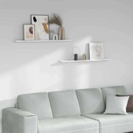 Zidna polica s policom, set 2 kom, 100 x 9 x 3 cm, bijeli mramor