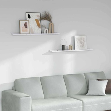 Zidna polica s policom, set 2 kom, 100 x 9 x 3 cm, bijeli mramor