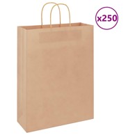 Papirnate vrećice 250 kom s ručkama 32x12x42 cm, smeđe