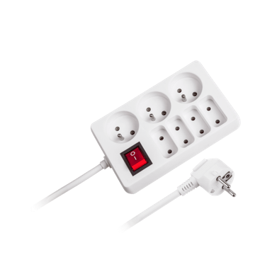 REBEL Produžni kabel, 7 utičnica, prekidač, 3 m