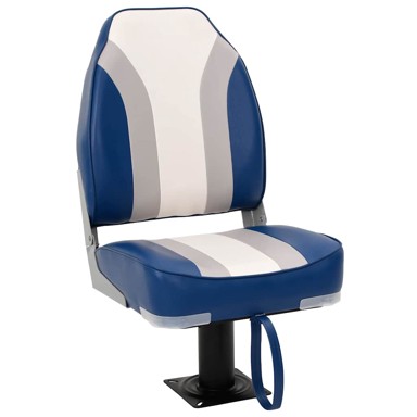 2-dijelni set sklopivih sjedala za brod, plavo-bijela, 41×36×48 cm