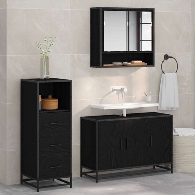 Set namještaja za kupaonicu, 3 kom, 90 x 33 x 60 cm, crni hrast