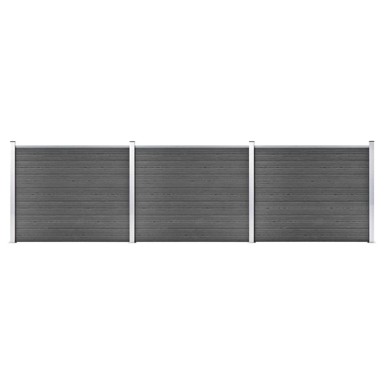 Set panela za ogradu, 526 x 146 cm, WPC, crni