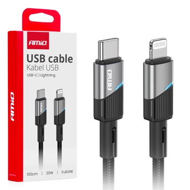 AMIO Kabel USB-C u Lightning, 20W, 100 cm
