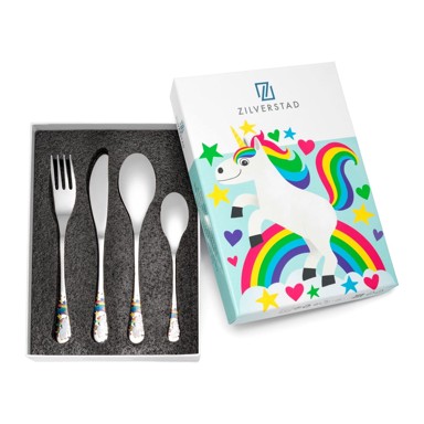 ZILVERSTAD Dječji pribor za jelo 4 kom Unicorn, od nehrđajućeg čelika, srebrna
