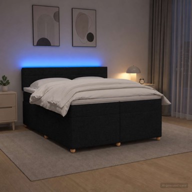 Boxspring krevet s madracem 200 x 200 cm, tkanina, crni