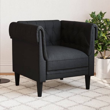 CHESTERFIELD Fotelja crna od tkanine