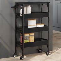 Kuhinjska kolica crna 53 x 20 x 76 cm od konstruiranog drva