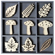KNORR PRANDELL Drveni ukras Lišće i gljive 45 kom 21-18521020 natur