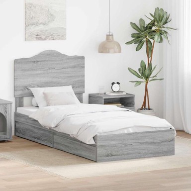 Okvir za krevet 90 x 190 cm, konstruirano drvo, siva sonoma