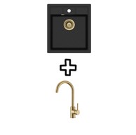 HELIKA Set Nova SQN100W + slavina Vida PVD, black metallic/zlato