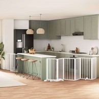 Vrata za pse s vratašcima 12 panela sklopiva 600 cm drvo topole 50 x 90 x 2 cm, bijela