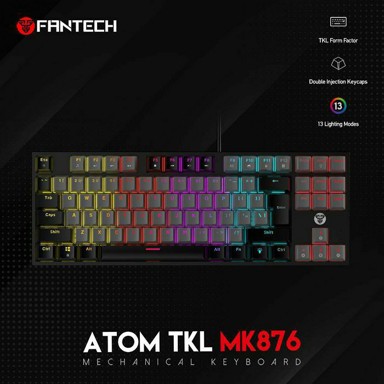 FANTECH Žična gaming mehanička tipkovnica Atom TKL, crveni switch, siva