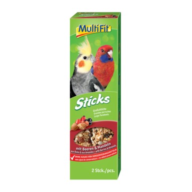 MULTIFIT Sticks za srednje papige s bobičastim voćem i bademima 2 x 90 g
