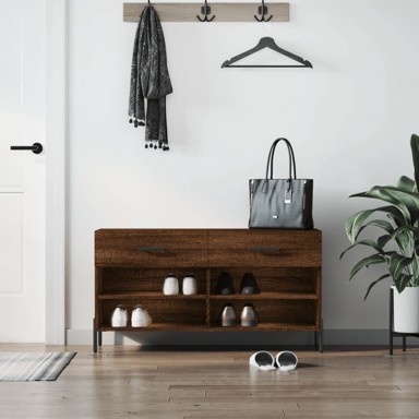 Klupa za cipele smeđa boja hrasta 102x35x55cm konstruirano drvo