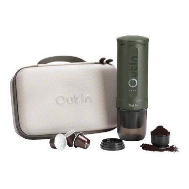OUTIN Set prijenosnih aparata za kavu NANO 7500 mAh (zeleni) + zaštitna torbica
