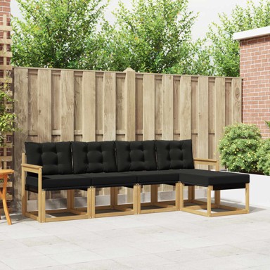 Set vanjskih sofa s jastukom 5 kom, bijela i crna