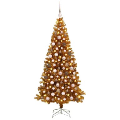 Božićno drvce umjetno s 300 LED svjetlima zlatno 180 cm PET
