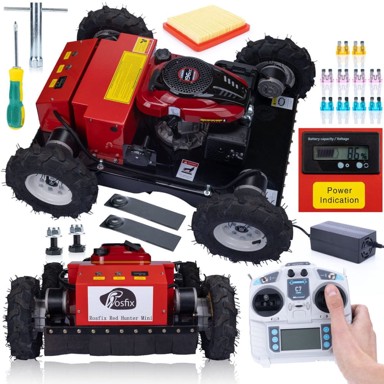 ROSFIX Hunter Mini 7,6 KS 196Cc Robot za čišćenje terena – daljinsko upravljanje, 4X4 pogon, Ce Certifikat dimenzije 1100X890X410 mm, crvena